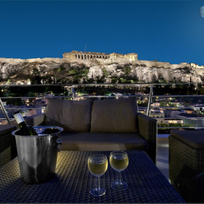 The Acropolis View from the Terrace of Hotel Plaka in Athens